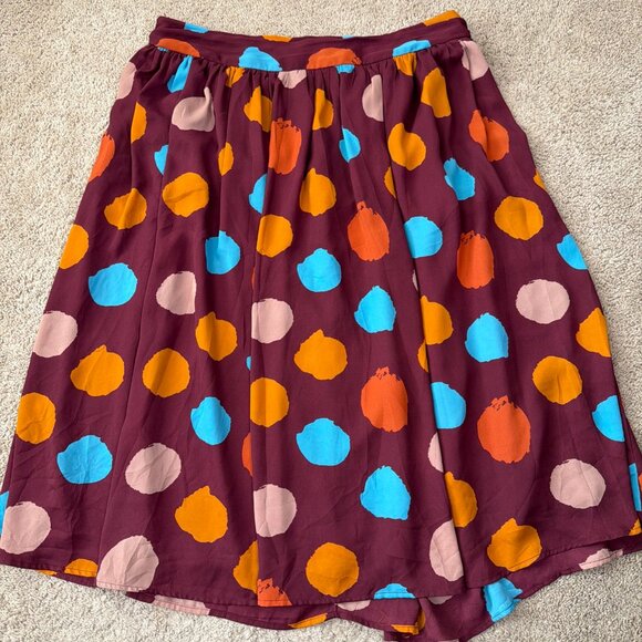 Modcloth Skirt Women 1X Maroon Polka Dot Swing Retro Rockabilly 1950s Pockets - Picture 1 of 9